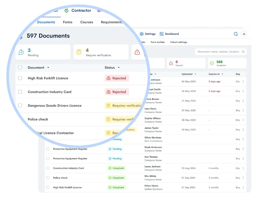Document compliance tracking preview