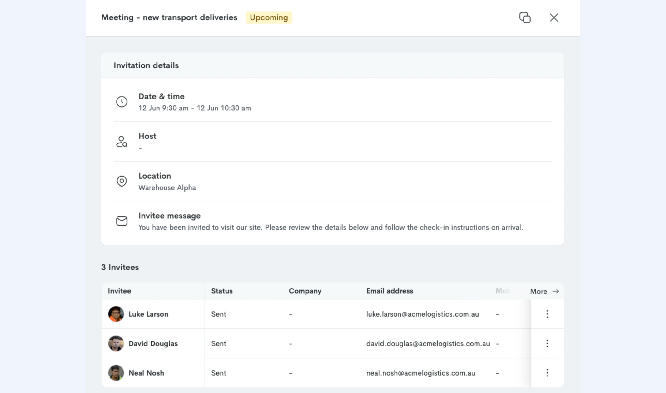Invites dashboard preview