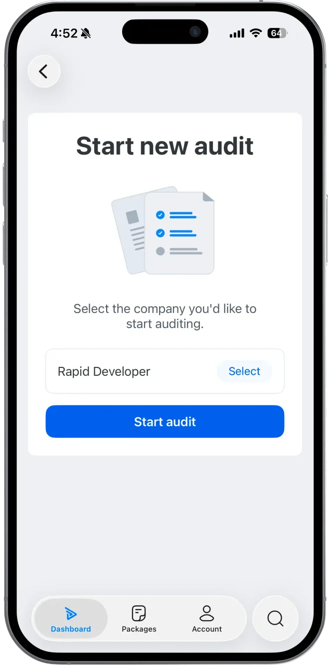 Rapid Auditor mobile app screen