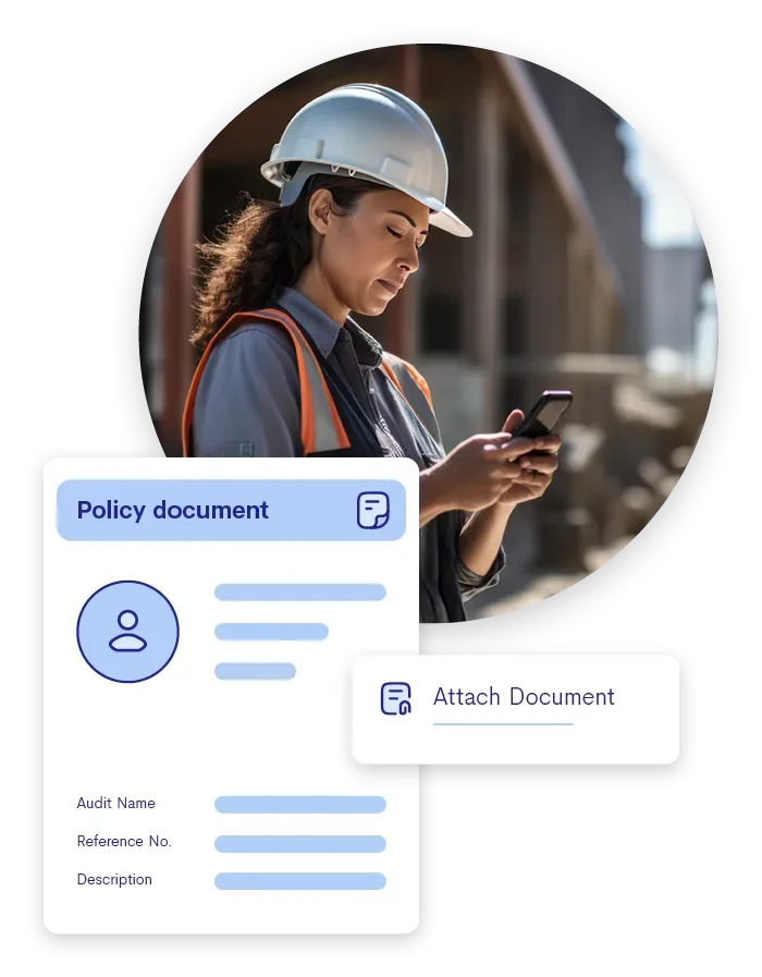 Rapid Auditor screen for attaching documents and photos to audit findings