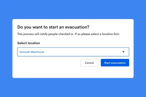 Rapid Aware evacuation prompt to select a location and start an evacuation