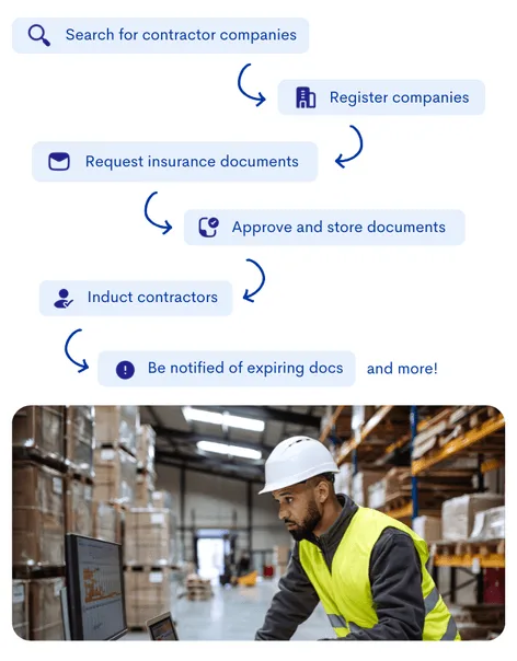 Rapid Contractor Management software interface on a laptop