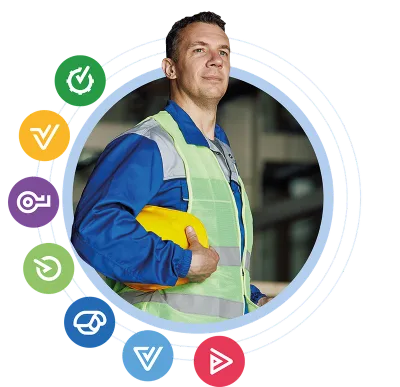 Rapid One products around a worker in high-visibility gear