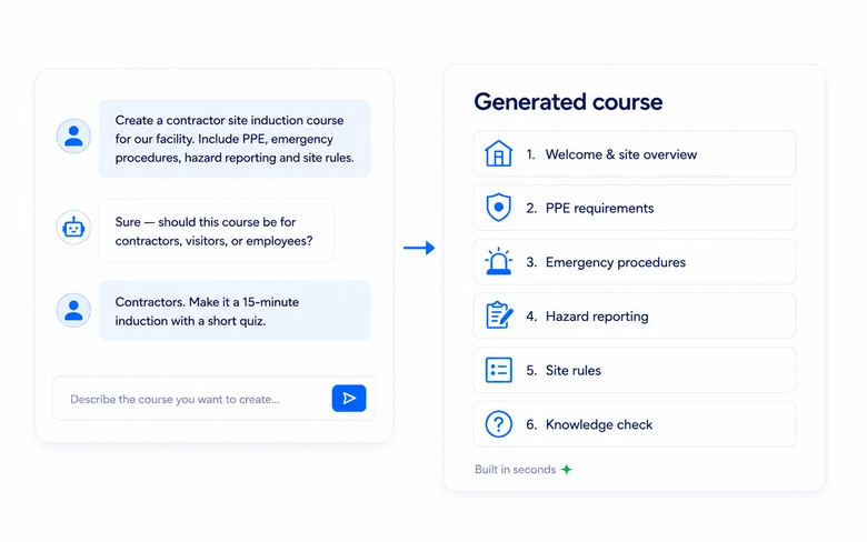 Smart Courses generating a tailored safety training course