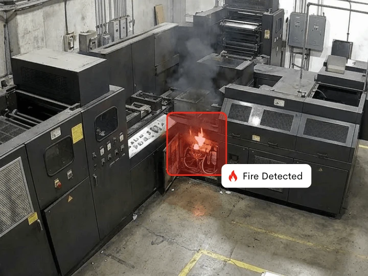 CCTV detecting fire in a plant room