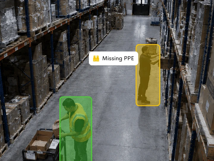 Warehouse CCTV detecting missing PPE