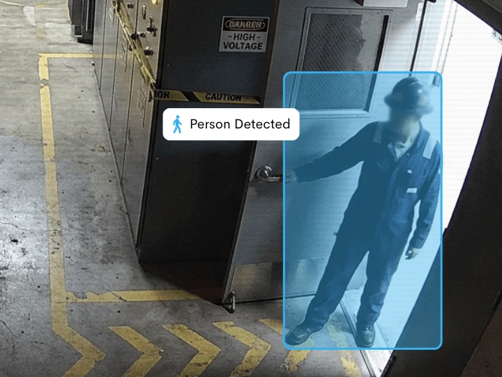 CCTV detecting a person inside a restricted high-voltage zone